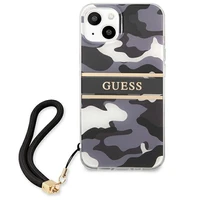 Guess GUHCP13MKCABBK iPhone 13 6.1" melns/melns cietais apvalks Camo Strap Collection