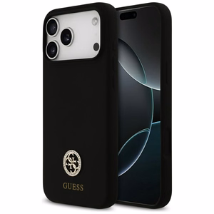 Guess Silicone Logo Strass 4G MagSafe Case for iPhone 17 Pro Max - Black