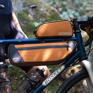 Rockbros TL004 ROAD TO SKY ūdensizturīga 0,7 l velosipēda rāmja soma – oranža
