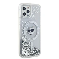 Karl Lagerfeld Šķidrie Spīdumi Choupette galvas MagSafe apvalks iPhone 12 / 12 Pro - caurspīdīgs
