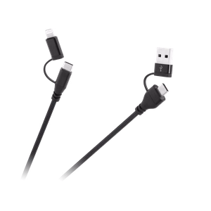 USB-A/USB-C–USB-C/Lightning kabelis 4 vienā, 1 m