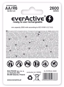 Uzlādējamas baterijas everActive Ni-MH R6 AA 2600 mAh Professional Line