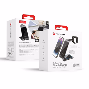 Forcell F-ENERGY Simply Charge 3in1 alumīnijs saderīgs ar Apple Watch un Samsung Watch pelēks