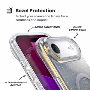 Speck Presidio Lux Glitter MagSafe vāciņš ierīcei iPhone Air, “Clear / Hyper Mirror Glitter” krāsā