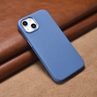 iCarer Litchi Premium ādas apvalks iPhone 14 Magnētiskais ādas apvalks ar MagSafe Gaiši zils (WMI14220709-LB)