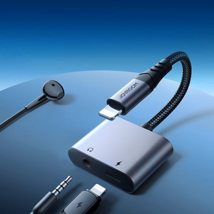 2‑in‑1 audio adapteris Joyroom SY-L01 Lightning uz 3.5mm + Lightning (melns)