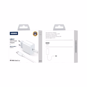Charger Jellico AK180 20W USB-C + USB-C to USB-C cable 1.0m white