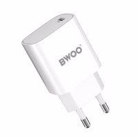 BWOO CDA159 PD wall lādētājs 20W 1x USB-C port + USB-C balts