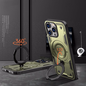 Hybrid Armor Trendy viedtālruņa apvalks ar MagSafe iPhone 16 Pro - zaļš