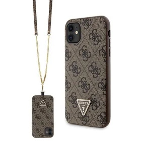 Guess GUHCN61P4TDSCPW apvalks iPhone 11 / Xr - brūns krustenisks 4G metāla logotips