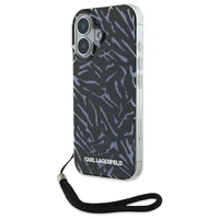 Karl Lagerfeld Zebra Pattern & Cord viedtālruņa apvalks iPhone 16 Plus - violets