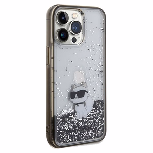 Karl Lagerfeld Liquid Glitter Choupette viedtālruņa apvalks iPhone 13 Pro Max - caurspīdīgs