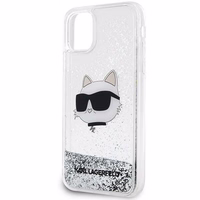 Karl Lagerfeld KLHCN61LNCHCS iPhone 11/XR sudraba/sudraba cietais apvalks Mirdzošs Choupette Galva