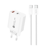 A6MaxL 20W USB-A USB-C sienas lādētājs ar USB-C - USB-C 1m kabeli – balts
