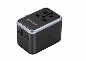 Vention FJFB0 GaN 2xUSB-C 2xUSB-A universālais ceļojumu adapteris 65W (melns)