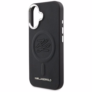 Karl Lagerfeld Initial & Metal Logo MagSafe Case for iPhone 16 - Black