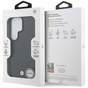 BMW Sign Magnetic Carbon Fiber MagSafe maciņš priekš Samsung Galaxy S26 Ultra melns