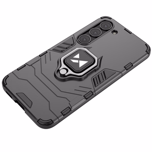 Wozinsky Ring Armor viedtālruņa apvalks Samsung Galaxy S23 bruņu apvalks ar magnētisku turētāju un gredzenu melns