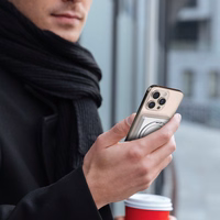 Dudao K28 10000mAh PD 22.5W Magnētiskā portatīvais lādētājs ar metāla apvalku un gredzena statīvu - sudraba