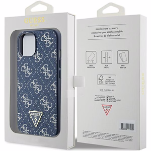 Guess 4G Triangle Metal Logo viedtālruņa apvalks iPhone 15 Plus / 14 Plus - zils
