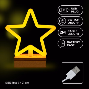 Neon Wood statīvs LED STAR silti balts FLNW04 Forever Light