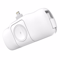 Wozinsky WF16-YLS 5000mAh 15W Lightning mini portatīvais lādētājs ar iebūvētu USB-C kabeli un Apple Watch lādētāju - balta