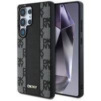 DKNY ādas rūtainā raksta magnētiskais viedtālruņa apvalks Samsung Galaxy S25 Ultra - melns