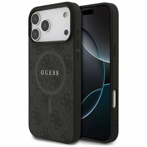 Guess 4G gredzena klasiskā logotipa magnētiskais viedtālruņa apvalks iPhone 17 Pro Max - melns