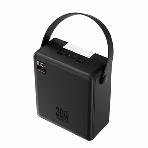 Внешний аккумулятор Wozinsky W8-B 100000mAh 30W, 2xUSB-A, 2xUSB-C, с фонариком, черный