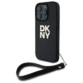 DKNY Wrist Strap Stock Logo viedtālruņa apvalks iPhone 16 Pro - melns