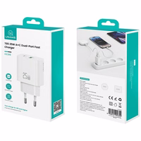 Tīkla lādētājs USAMS CC315 T65 25W 1xUSB-C 1xUSB-A Fast Charging balts