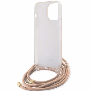 Guess Crossbody Cord 4G Print viedtālruņa apvalks iPhone 15 Pro – rozā