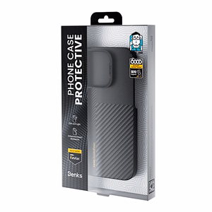 Benks Montage Magnētiskais Armor Air Kevlar viedtālruņa apvalks PC rāmis 600D+1500D (MB65) Iphone 16 Pro melns