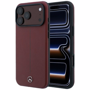 Mercedes Semi Wrap Iconic Line MagSafe ādas maciņš, paredzēts iPhone 18 Pro Max / 17 Pro Max, bordo