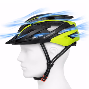 Wozinsky MTB velosipēda ķivere ar noņemamu nagu un aizmugurējo USB gaismu L - melns un dzeltens