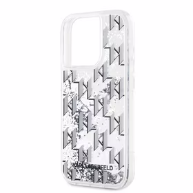 Karl Lagerfeld Liquid Glitter Monogram Gradient maciņš priekš iPhone 15 Pro balts