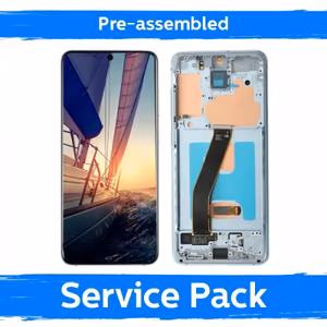 LCD Display Compatible With Samsung G980 (G981) S20 With Frame / Cloud Blue / (Pre-assembled Service Pack)
