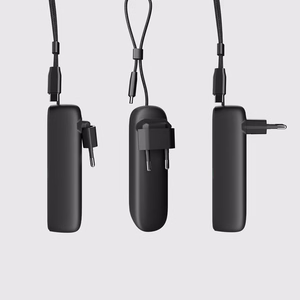 SBS Hybrid PD 20W 5000mAh внешний аккумулятор со встроенным кабелем и складной вилкой - Чёрный