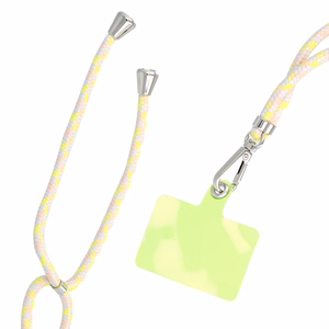 SWING (6mm) tālruņa siksniņa, tālruņa piekariņš ar regulējamu garumu / auklas garums 165 cm (maks. 82,5 cm cilpā) / uz pleca vai kakla – pelēks–dzeltens