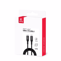 Crong Soft Link - 100W PD 5A USB-C to USB-C kabelis 120cm (melns)