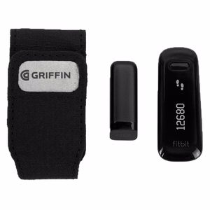 Griffin pie kurpju auklām stiprināms maciņš Fitbit, Misfit, Sony un Nike+ aktivitātes izsekotājiem, melns