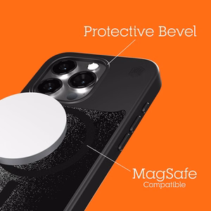 STM Relax Sand MagSafe vāciņš ierīcei iPhone 15 Pro, melns un pelēks