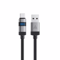 Acefast C15-04 USB-A - USB-C kabelis ar displeju 480Mb/s 66W 1,2 m - melns