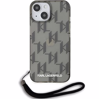 Karl Lagerfeld IML Mono KL Pattern & Cord viedtālruņa apvalks iPhone 15 / 14 / 13 - melns