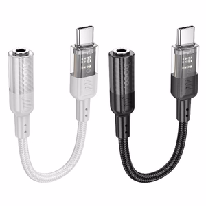 adapteris AUX USB C do Jack 3,5 mm Hoco 0,15 m LS37 transparentny melns