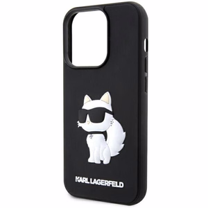 Karl Lagerfeld KLHCP14L3DRKHNK iPhone 14 Pro 6.1" Kietais apvalks (m) - melns (m) Rubber Choupette 3D