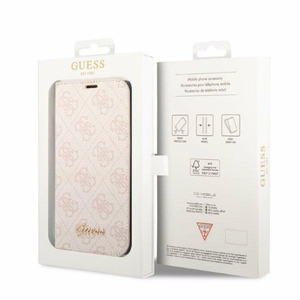 Viedtālruņa apvalks Guess GUBKP14LHG4SHP iPhone 14 Pro 6.1" - rozā / rozais logotips 4G Vintage Gold Logo