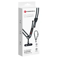 FORCELL F-DESIGN S10X165 šķērsvirziena telefona siksniņa ar regulējamu garumu (maks. 82,5cm cilpā) melna