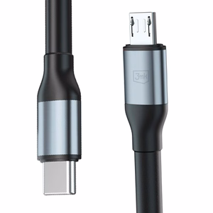 3mk Hyper Cable N-SERIES USB-C / MicroUSB kabelis 3m QC 3.0 5V/2A 10W melns