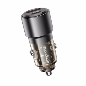 Автомобильное зарядное устройство Borofone BZ20A Smart USB Type-C QC 3.0 PD 83W прозрачный чёрный